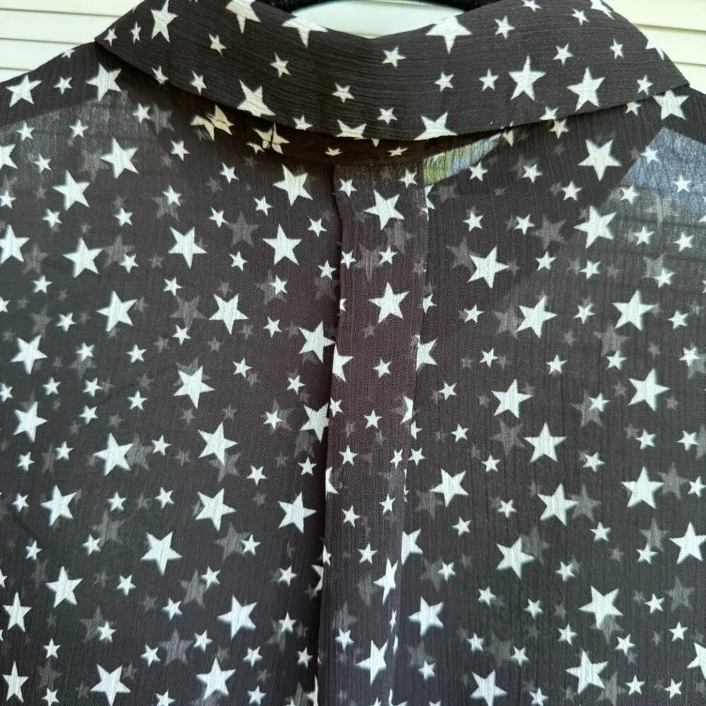 Love for Humanity Couture Button Down Shirt sz Small Stars Black w/ White Stars - Picture 7 of 10
